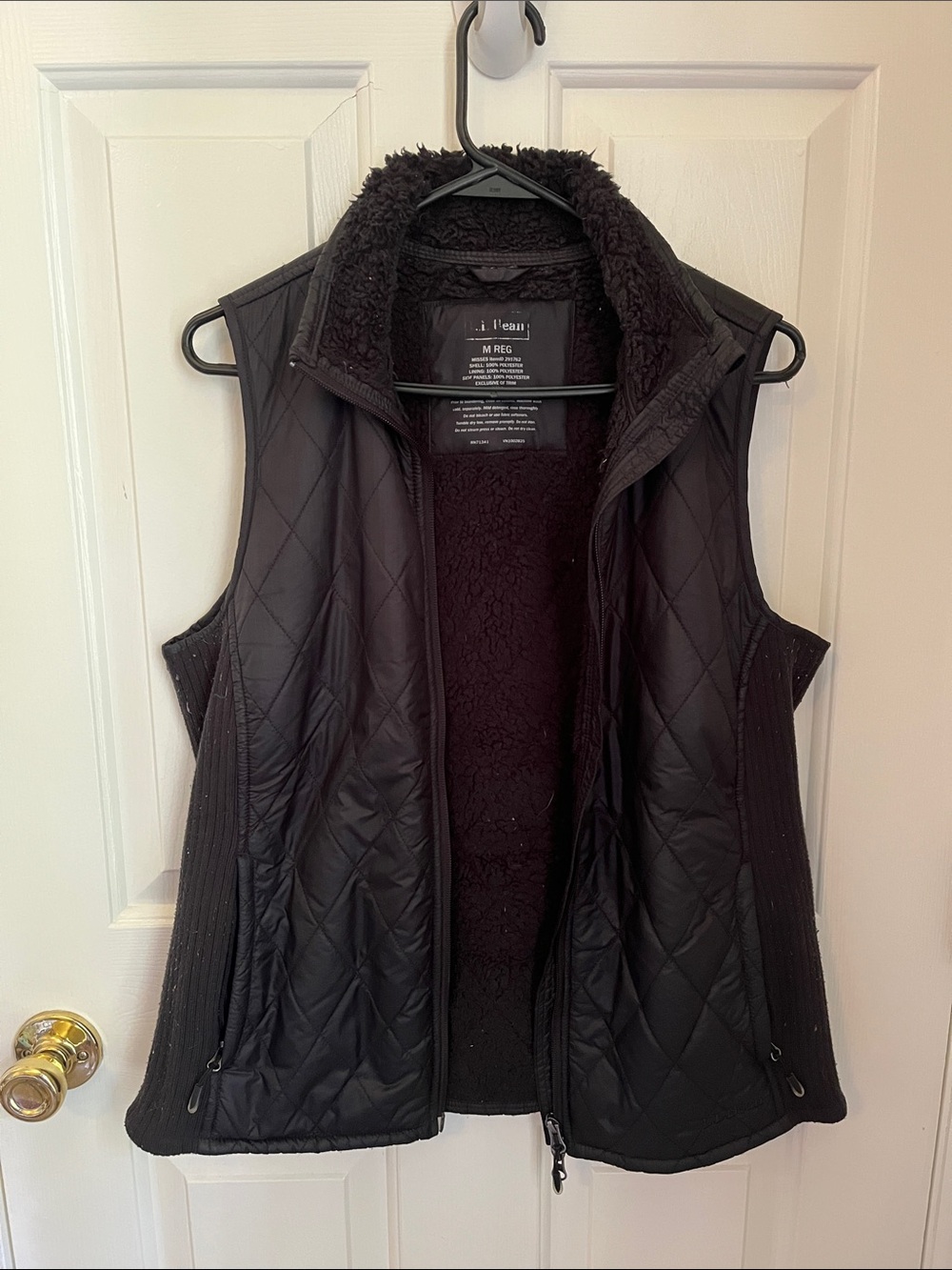 L.L. Bean Black Quilted Sherpa-Lined Women's Vest